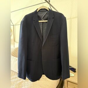 SAND Copenhagen Navy Textured Sport Coat with Patch Pockets